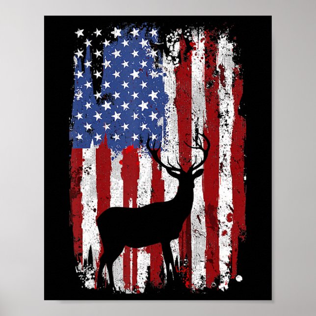 Poster Bandeira Americana Caçadores De Veados Deer Na Ban (Frente)