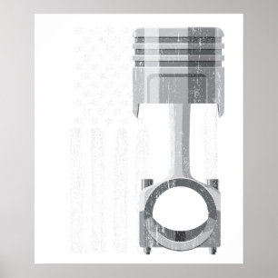 Poster Bandeira Americana Carro Muscle Piston 2