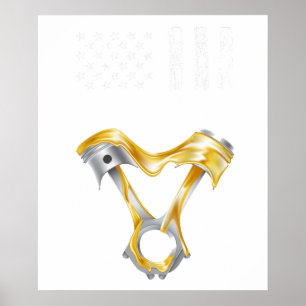 Poster Bandeira Americana Carro Muscle Piston 8