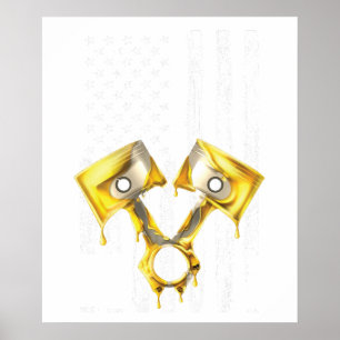 Poster Bandeira Americana Carro Musculoso a Pistão 10