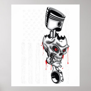 Poster Bandeira Americana Carro Musculoso a Pistão 6