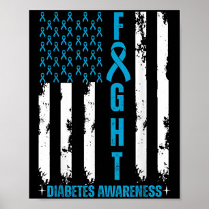 Poster Bandeira Americana Combatendo Diabetes Sensibiliza