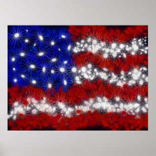 Pôster Bandeira americana da bandeira dos Estados Unidos