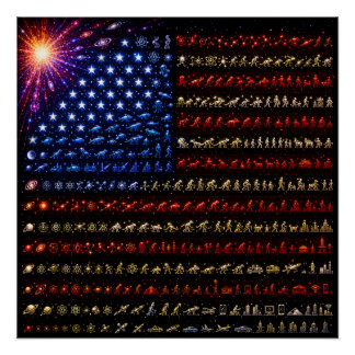 Pôster Bandeira Americana da Evolução | Big Bang até a Hu