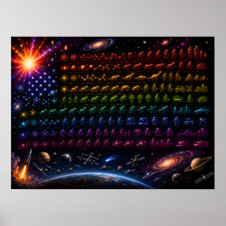 Poster Bandeira Americana da Evolução Cósmica | Big Bang
