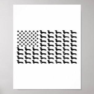 Poster Bandeira Americana Dachshund Dog Paw Lover Patriót