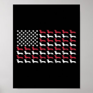 Poster Bandeira Americana Dachshund Homens de Cachorro Pa