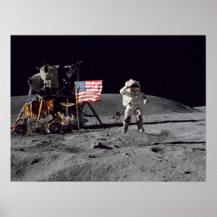 Poster Bandeira americana das saudações do astronauta d