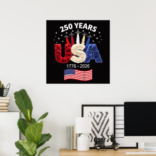 Poster Bandeira Americana de Aniversário de 250 anos dos