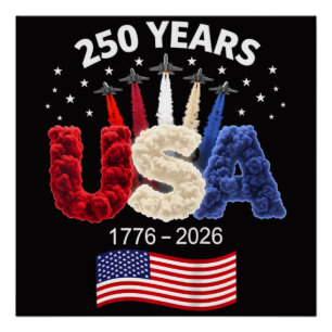 Pôster Bandeira Americana de Aniversário de 250 anos dos