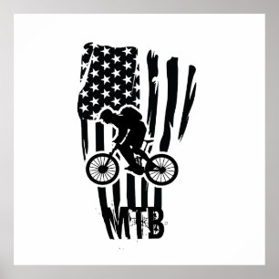 Poster Bandeira Americana De Bicicleta De Montanha Patrió