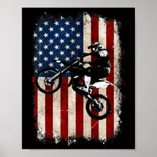 Poster Bandeira Americana De Bicicleta Motocross Ciclista