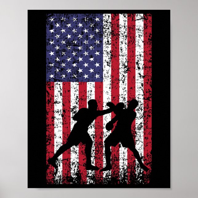 Poster Bandeira Americana de Boxing (Frente)