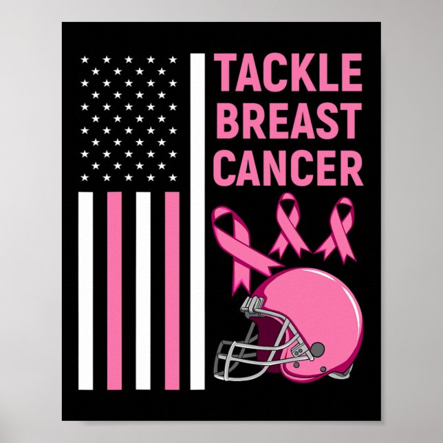 Poster Bandeira Americana de Futebol do Cancer da Mama (Frente)
