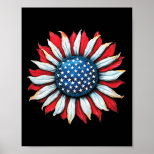 Poster Bandeira Americana de Girassol 4 de Julho Mulheres