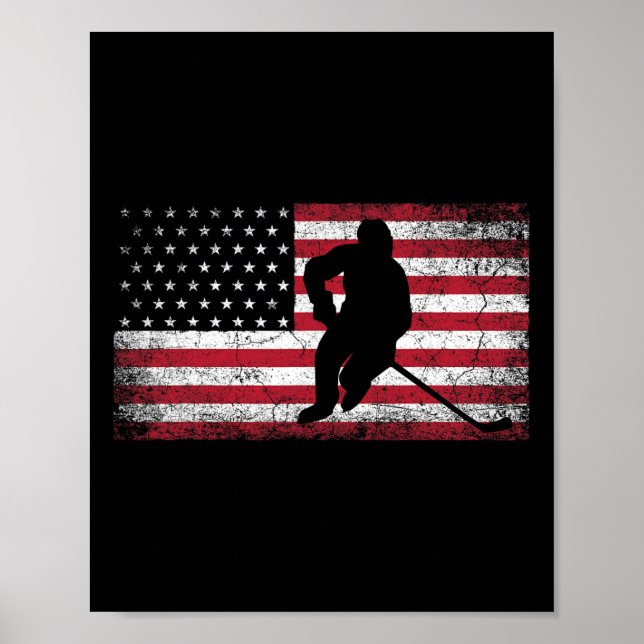 Poster Bandeira Americana de Hockey em 4 de julho Pai Pat (Frente)