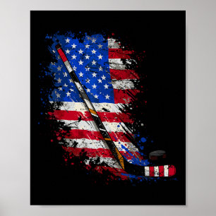 Poster Bandeira Americana de Hóquei 4 de Julho