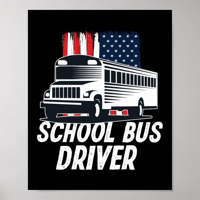 Poster Bandeira Americana de Ônibus Patriótico (Frente)