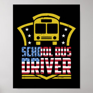 Poster Bandeira Americana de Ônibus Patriótico