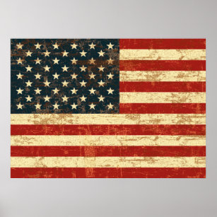 Pôster Bandeira Americana Desbotada