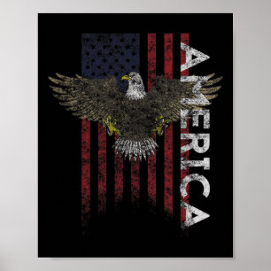 Poster Bandeira Americana Distorcida Bandeiras Vintage EU