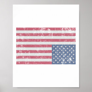 Poster Bandeira Americana Distressada de Cabeça para Baix