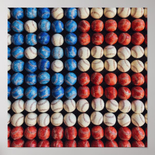 Poster Bandeira Americana do Baseball