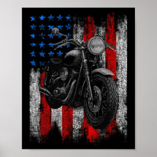 Poster Bandeira Americana do Motocicleta Mens Biker