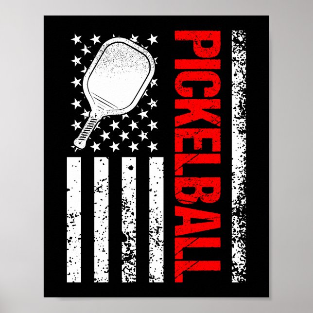 Poster Bandeira Americana do Pickleball EUA (Frente)