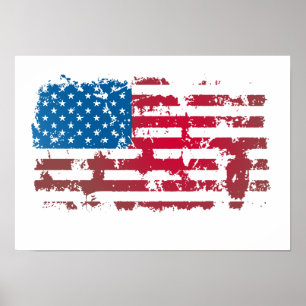 PÔSTER BANDEIRA AMERICANA DO VINTAGE