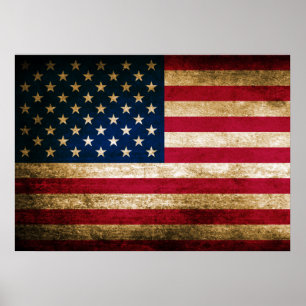 Pôster Bandeira americana do vintage