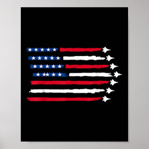 Poster Bandeira Americana Dos EUA Caças Patrióticos 4 De
