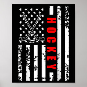Poster Bandeira Americana Dos EUA De Hockey Patriótico Pa