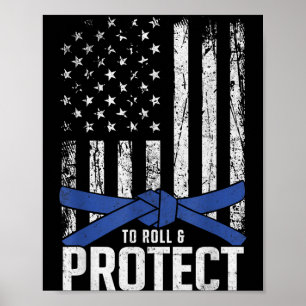 Poster Bandeira Americana dos EUA Jiu Jitsu Brasileiro BJ