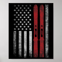 Bandeira Americana E Esquis. Esportes De Inverno D