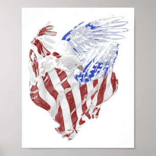 Poster Bandeira Americana e Patriótica Bald Eagle