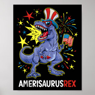 Poster Bandeira Americana Em 4 De Julho T Rex Dinosaur Am