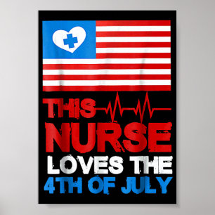 Poster Bandeira Americana Enfermeira Legal 4 de Julho