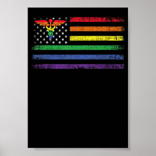 Poster Bandeira Americana Enfermeira Registrada Arco-Íris