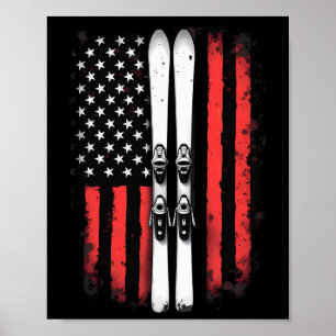 Poster Bandeira Americana Esqui Alpino Esquiador _1
