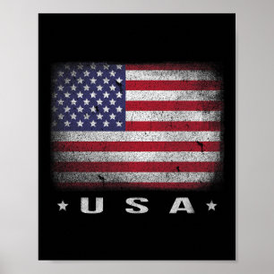 Poster Bandeira Americana EUA 4 de Julho Branco Azul Verm