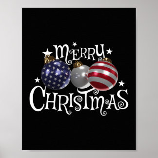Poster Bandeira Americana Feliz Natal Enfeites de Árvore