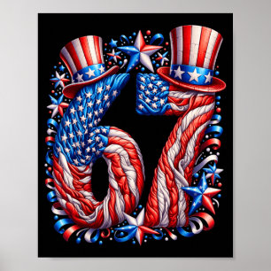 Poster Bandeira Americana Festiva 67 Meme Crianças EUA