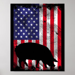 Poster Bandeira Americana G Animal de Fazenda Vintage Pat