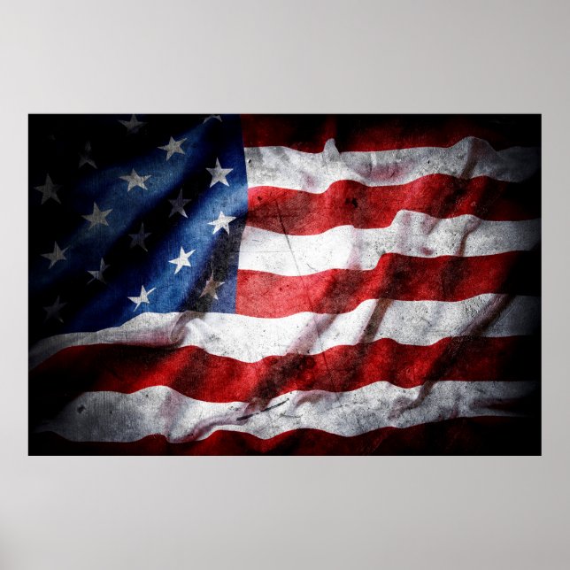 Poster Bandeira americana Grunge (Frente)