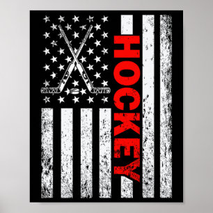 Poster Bandeira Americana Hockey EUA Patriótico Para Mulh