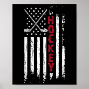 Poster Bandeira Americana Hóquei EUA Patriótico
