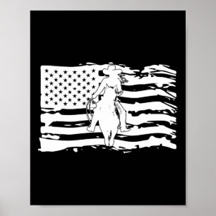 Poster Bandeira Americana Horse Lover Patriótica Horsebac