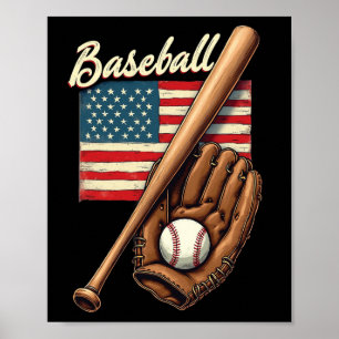 Poster Bandeira Americana Jogador De Beisebol Bysebyll Fã