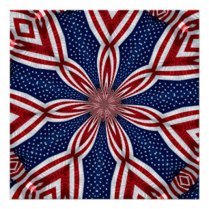 Pôster Bandeira Americana Kaleidoscope Abstrato 1
